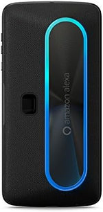 Four far field microphone array placement on top of the black Motorola smart speaker