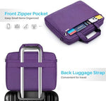 Baffina purple laptop bag side profile highlighting the slim yet expandable multi-compartment architecture.