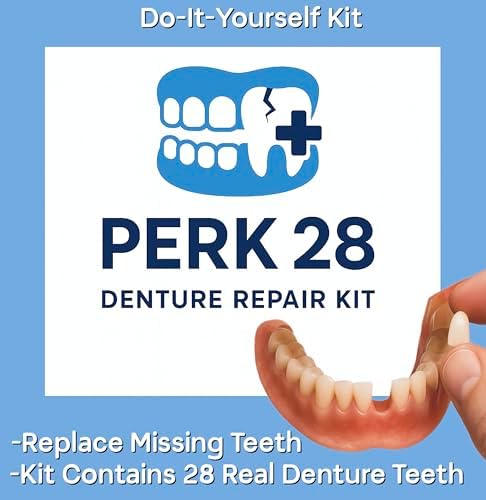 Detailed view of the 28 piece denture tooth set for temporary prosthetic replacement.