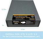 Close up of reinforced metal edge on gray archival box