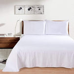 Close-up fabric detail of the white solid 800 thread count Recci flat sheet showing premium sateen weave