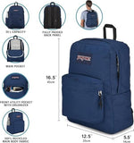 JanSport classic black backpack back panel displaying straight cut padded shoulder straps