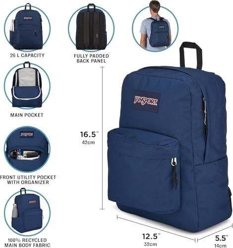 JanSport classic black backpack back panel displaying straight cut padded shoulder straps