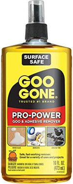 Goo Gone Pro Power spray gel bottle highlighting the non drip citrus formula label side
