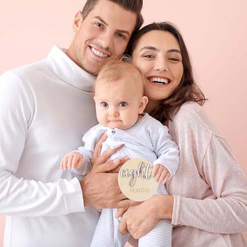 Gender neutral wooden baby growth tracker discs set of six