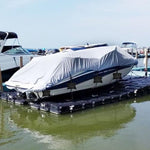 Setting up boat cover weights with inner PE bag liner