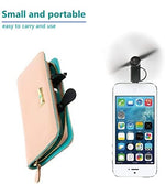 YUNLOVXEE mini phone fan accessory in black highlighting the eco-friendly flexible blade material for user safety.