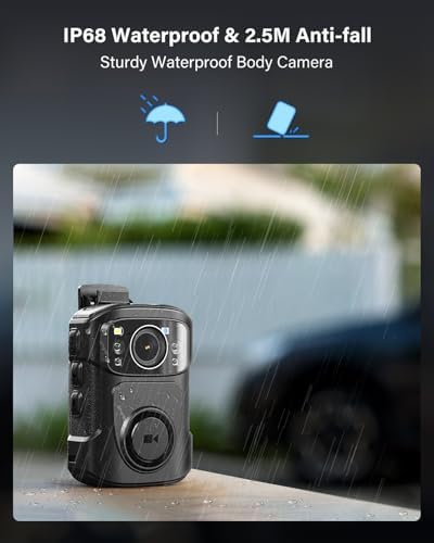 Top perspective of the IP68 waterproof police body camera demonstrating its durable sealed construction