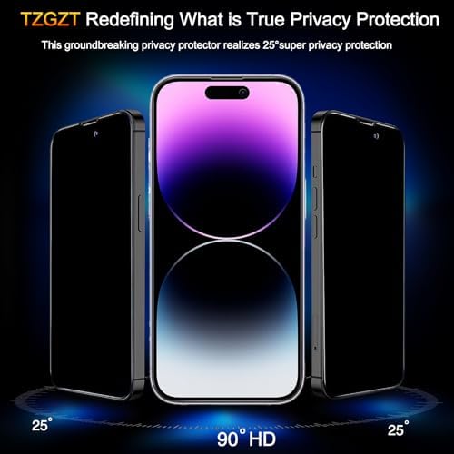 Side angle view displaying the anti-spy privacy blocking technology of the tempered glass shield