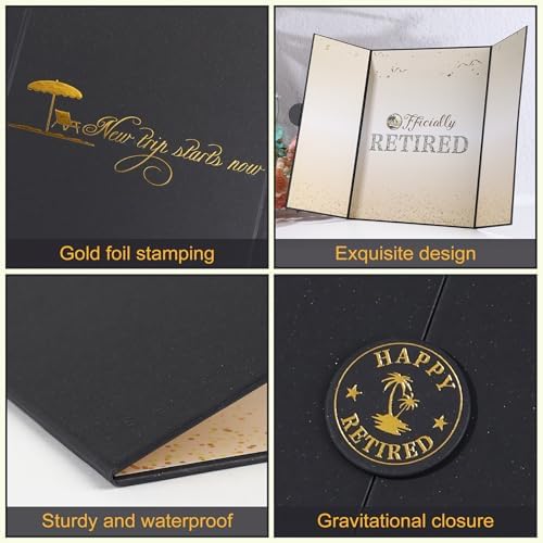 Close up of the JoyrnalK gold retirement card cover badge.