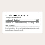 THORNE Selenium supplement ingredient label showing L-selenomethionine facts