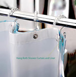 Resze twelve piece bathroom rings holding curtain and liner together