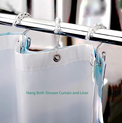 Resze twelve piece bathroom rings holding curtain and liner together