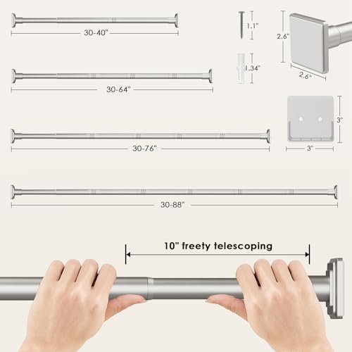 Haryaers adjustable curtain rod used as a closet storage rail