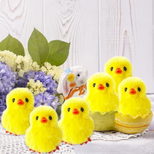 Side profile of 3.4 inch plush farm chick figurine