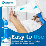 PetLovers adhesive roller removing cat fur from black fabric upholstery