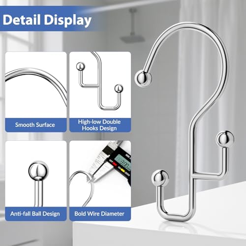 Goowin rust proof silver hangers holding heavy curtain and liner