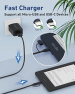 Close-up view of the durable ABS molded connectors on the KENHAO Kindle replacement power cord.