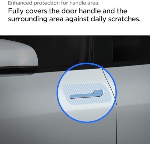 Demonstration of the scratch resistant glossy finish provided by the Spigen car door handle protector.