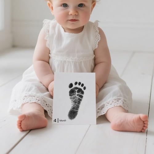 Safe non-toxic inkless print pad capturing newborn baby footprints mess-free