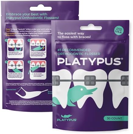 Platypus dental ortho picks showing patented spatula end under archwire