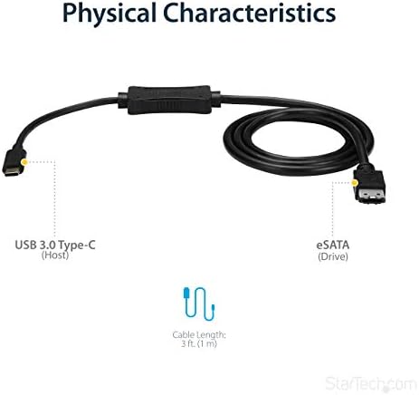 StarTech bus powered USB C to eSATA premium cable for optical drive backup