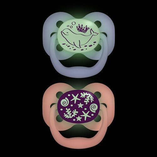 Dr Brown's Natural Flow Baby,Infant Silicone Dr. Brown's Advantage Pacifiers, Stage 1, Glow in The Dark, Pack of 2, Pink, Birth+ to 6M - Image 5