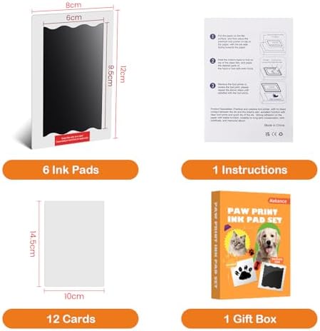 Six black inkless stamp pads and twelve white imprint cards arranged neatly
