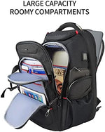 KROSER travel rucksack back panel demonstrating the hidden anti-theft pocket and luggage trolley strap