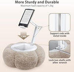 CreaDream adjustable plush phone cushion stand with detachable white snack bowl in khaki color