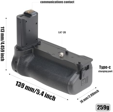 Hersmay mirrorless camera extended battery attachment showing bottom 1/4 inch tripod thread
