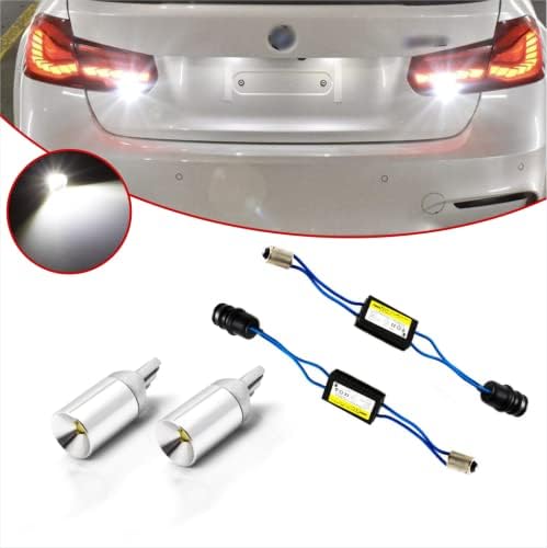 Xotic Tech Xenon White T10 LED Parking Light Bulb Kit front view showing the premium SMD chipsets and anti-flicker wiring adapters.