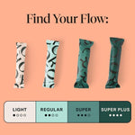 Cora organic tampons packaging showing 36 count variety pack contents