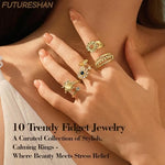 Futureshan assortment of premium gold silver and rose gold plated calm rings jewelry.