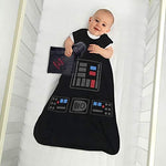 Infant sleep sack featuring Darth Vader chest plate control panel graphics in 100 percent cotton jersey.
