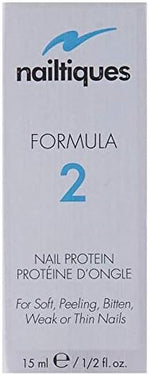Nailtiques Formula 2 clear strengthening nail polish in a 0.5 ounce bottle