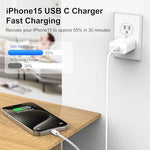KTDRJN fast charging block connected to an iPhone sixteen smartphone