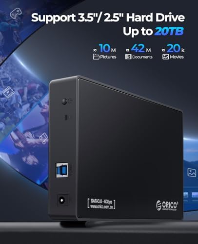 ORICO high capacity drive chassis showing the complete package contents including power supply adapter