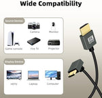 Side view of the 90 degree angled mini HDMI male port showing space saving installation profile