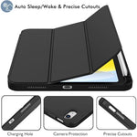 iMieet magnetic folio case demonstrating the automatic sleep and wake screen functionality upon opening.