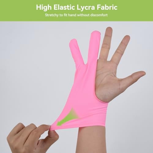 Ambidextrous artist glove shown on a left hand illustrating flexible fit for graphic tablet illustration