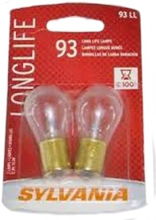 Sylvania 93LL Long Life Side Marker Mini Bulbs front view twin pack packaging for automotive lighting replacement.