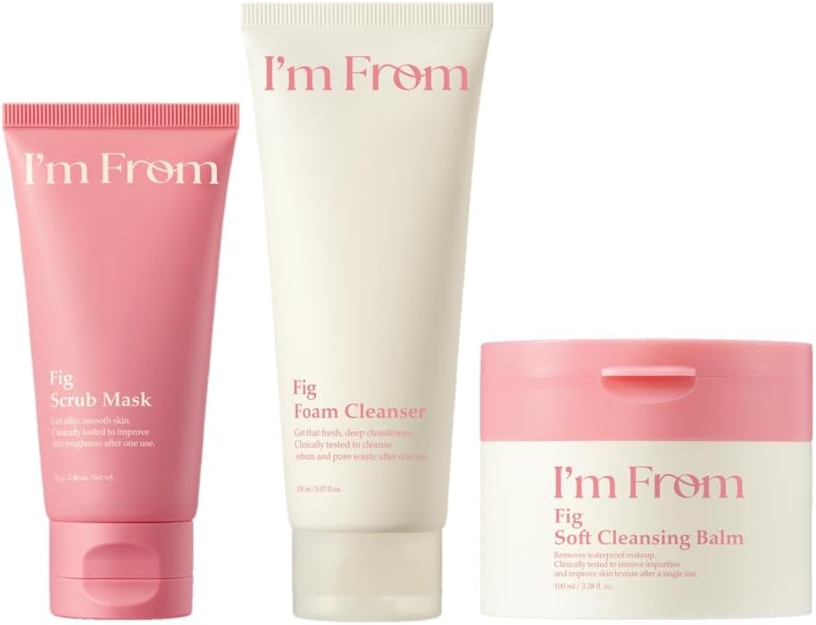 I'm From Fig Mild Cleansing Trio skincare set front view for deep cleansing