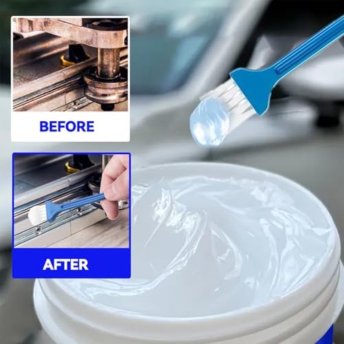 High-temperature resistant synthetic auto grease being applied to a vehicle window rail