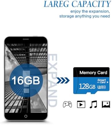 Micro storage card for smartphones tablets and drones shown from a top angle view.