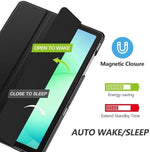 MoKo protective tablet case adjusted into a low ergonomic typing angle
