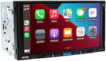 Jensen seven inch car radio displaying the built in Bluetooth phonebook sync feature.