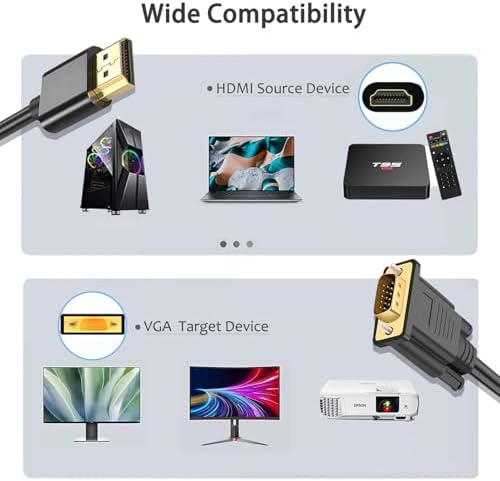 Zorbes 1080p unidirectional HDMI computer to VGA monitor cord adapter