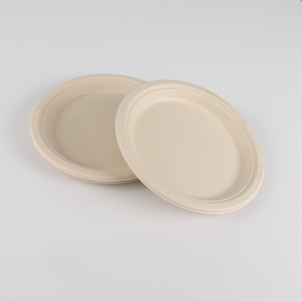 Compostable Paper Plates 9" - 125 Pack | Heavy Duty Sugarcane Bagasse | Microwave & Leak Proof | Eco-Friendly Disposable Dinner Plates for Party, Wedding, Picnic - Image 9