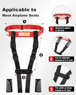 Duythy travel harness red strap adjustment for airplane seat